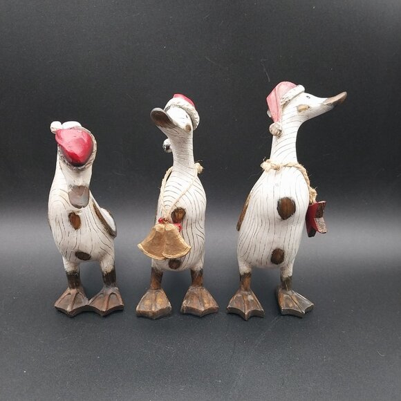 Set of 3 Rustic Tii Christmas Santa ducks - Picture 3 of 11